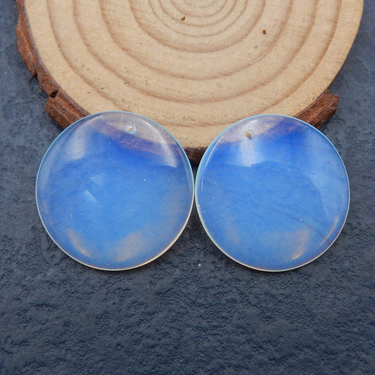 Opalite 圆形耳环一对，用于制作耳环的石头，26x4 毫米，8.3 克