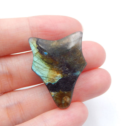 Natural Labradorite Carved wolf head Cabochon 30x23x8mm, 7g