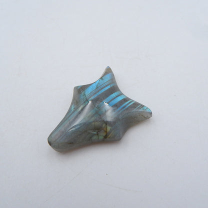 Natural Labradorite Carved wolf head Cabochon 30x22x9mm, 7.5g