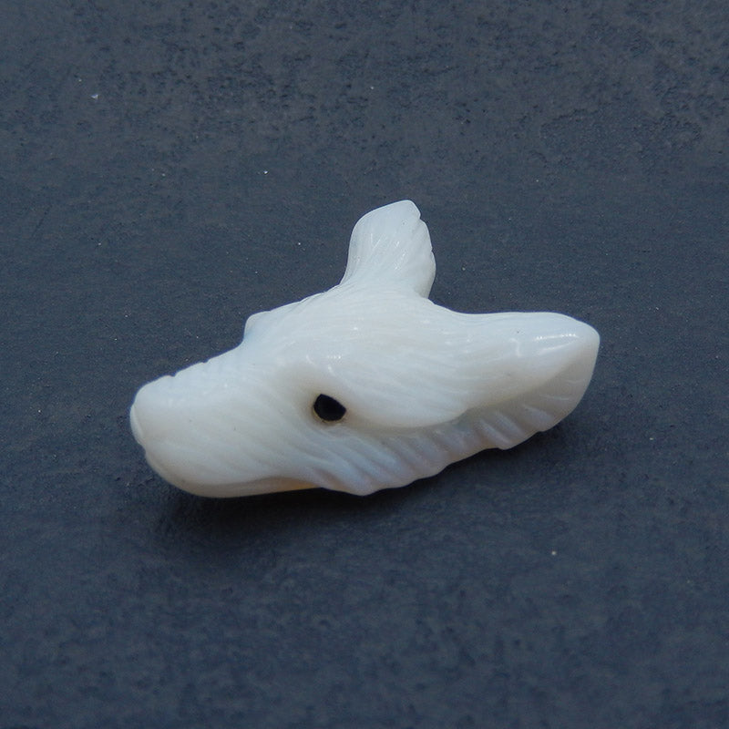 Opalite Carved wolf head Pendant Bead 35x27x13mm, 12.2g