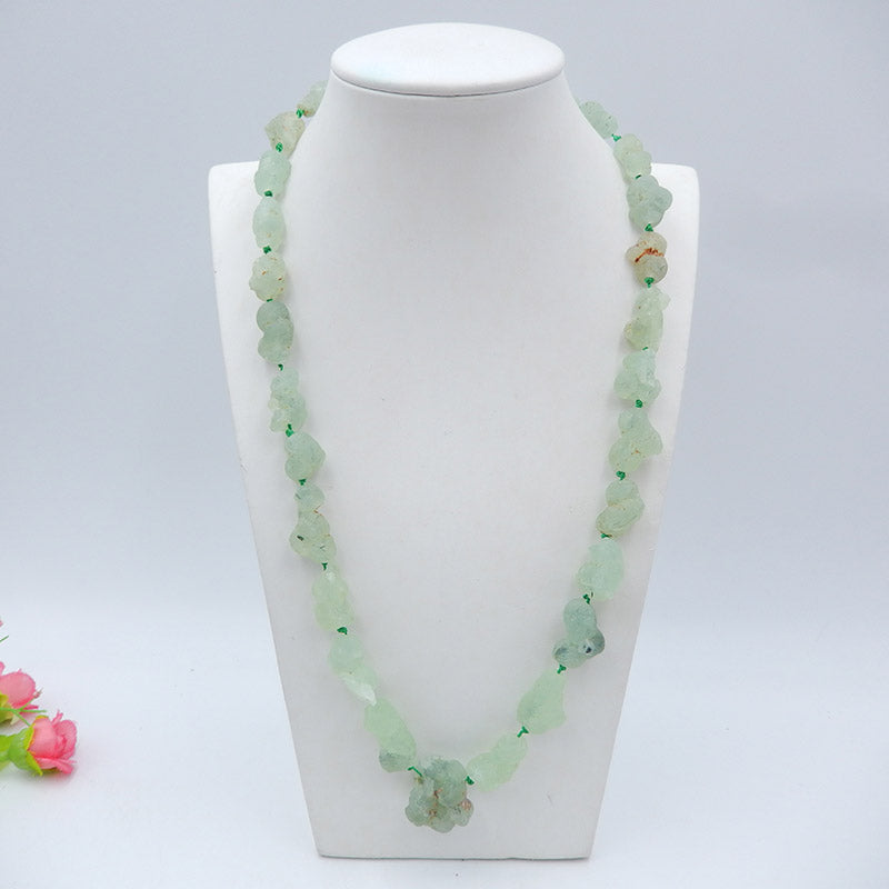 Raw Gemstone Necklaces, Prehnite Gemstone Necklaces Necklace, 925 Silver Buckle Necklace, 22 inch, 76.5g
