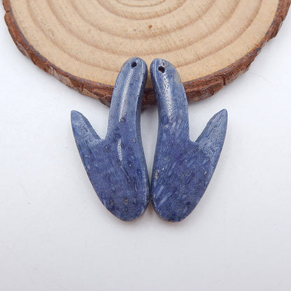 蓝珊瑚耳环，DIY 珠宝制作，30X17X5mm，5.3g