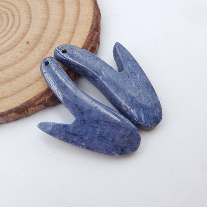 蓝珊瑚耳环，DIY 珠宝制作，30X17X5mm，5.3g