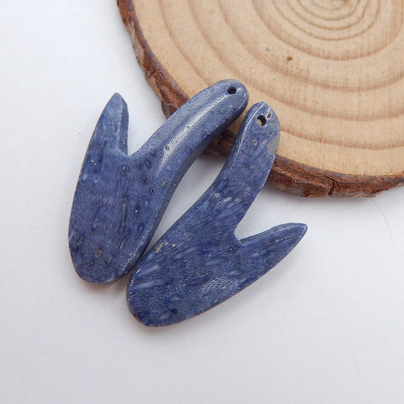 Boucles d'Oreilles Corail Bleu, Fabrication Bijoux DIY, 30X17X5mm, 5.3g