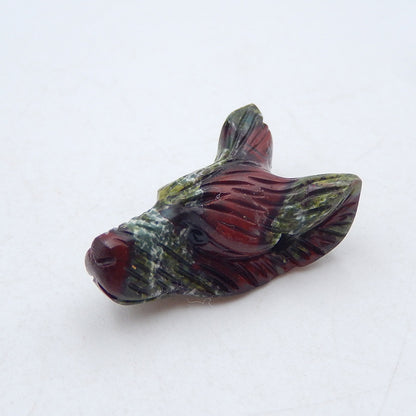 Natural Dragon Blood Stone Carved wolf head Pendant Bead 25x16x10mm, 5.5g