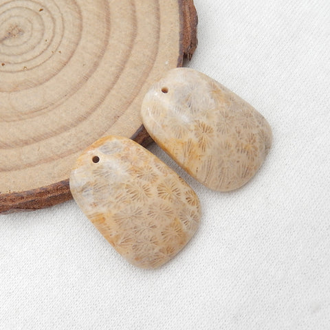 Natural Indonesian Coral Earring beads 40x12x4mm, 5.8g