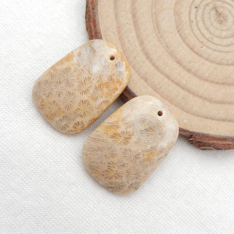 Natural Indonesian Coral Earring beads 40x12x4mm, 5.8g