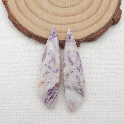 Natural Purple Lace Agate Earring Beads 41x10x5mm, 6.6g