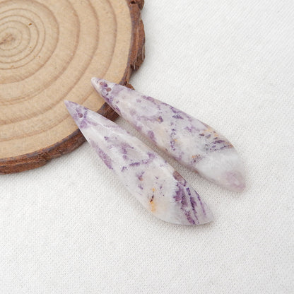 Natural Purple Lace Agate Earring Beads 41x10x5mm, 6.6g