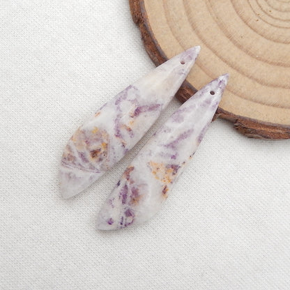 Natural Purple Lace Agate Earring Beads 41x10x5mm, 6.6g
