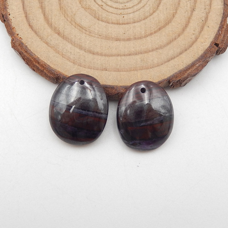 Natural Iron Tiger's Eye Earring Beads 18x15x5mm, 5.9g