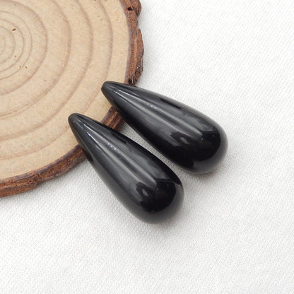 Natural Obsidian Earring Beads 29x12mm, 10g