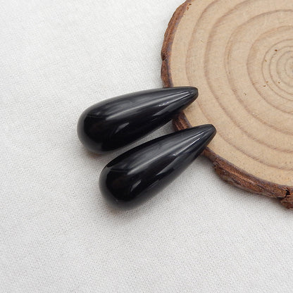 Natural Obsidian Earring Beads 29x12mm, 10g