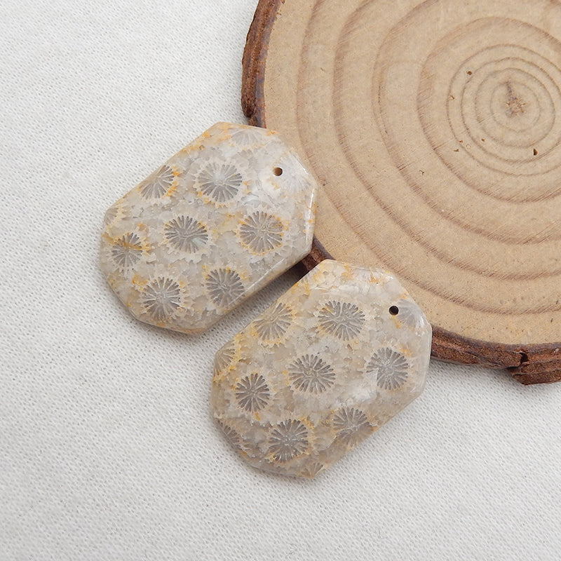 Natural Indonesian Coral Earring Beads 26X19X4mm, 7.9g