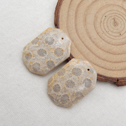 Natural Indonesian Coral Earring Beads 26X19X4mm, 7.9g