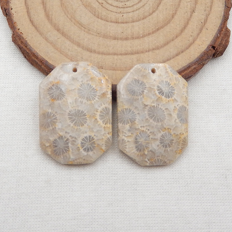Natural Indonesian Coral Earring Beads 26X19X4mm, 7.9g