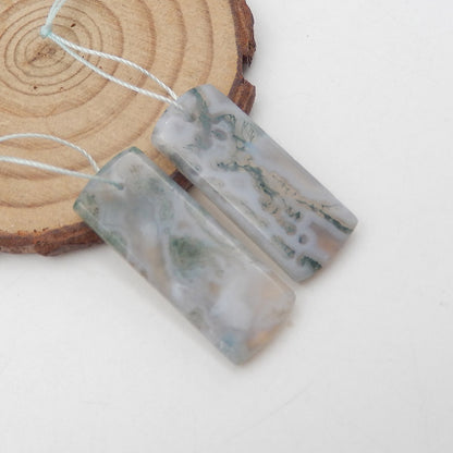 Natural Moss Agate Earring Beads 32x13x4mm, 8.1g