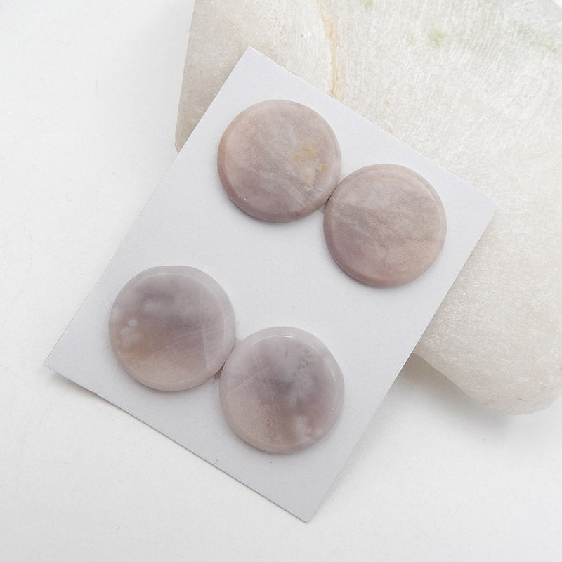 2 paires de cabochons en agate violette naturelle, 22 x 3 mm, 13,6 g