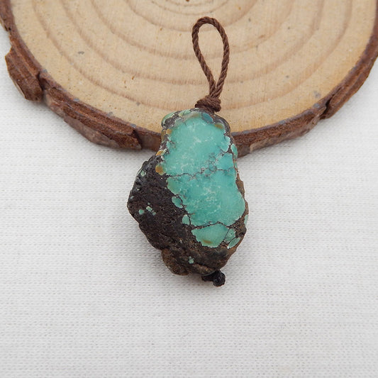 Perle pendentif pépite de pierre gemme turquoise, 23x17x7mm, 4.6g