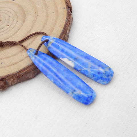 天然青金石宝石耳环珠，33x8x3mm，3.8g