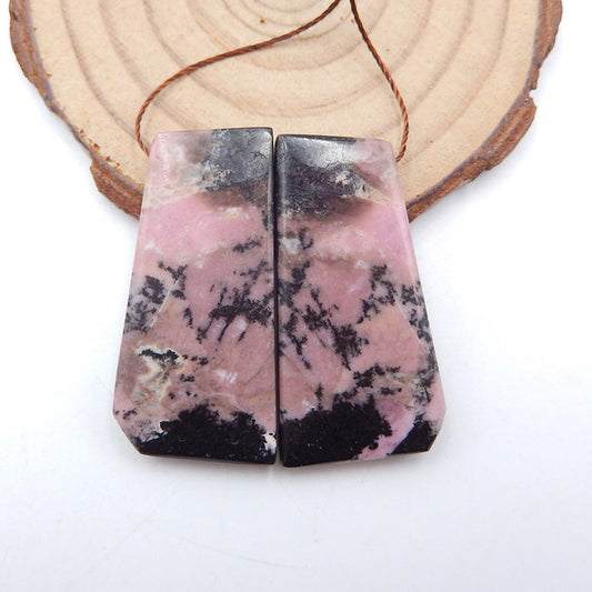 Natural Rhodonite Earring Beads 37x19x5mm, 20.1g