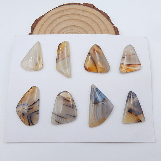8 perles pendentifs en agate naturelle, 28 x 16 x 3 mm, 72 carats.