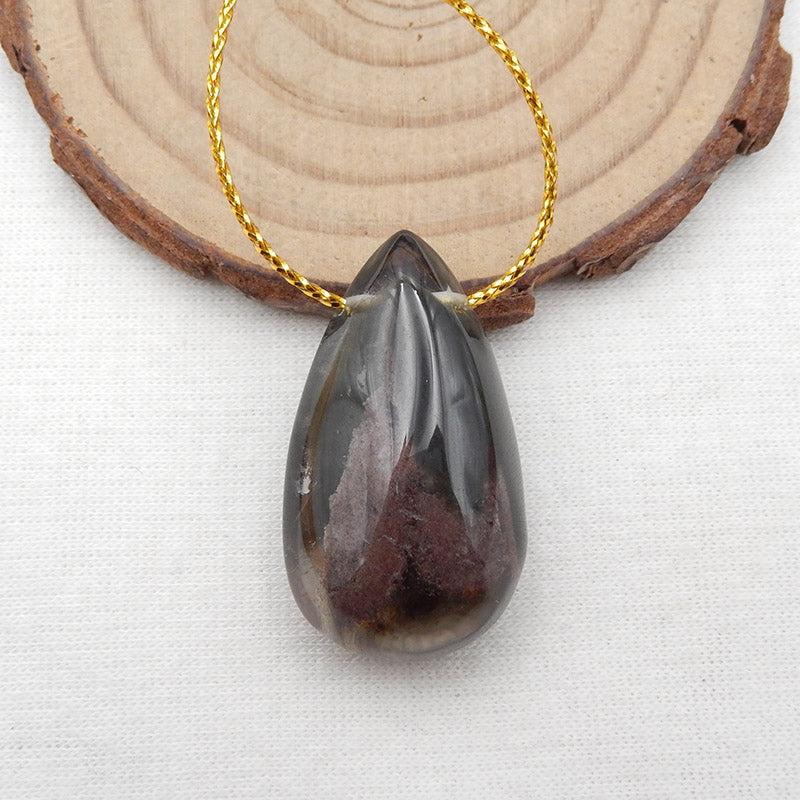Natural Ghost Quartz Pendant Bead 32x18x13mm, 10.3g