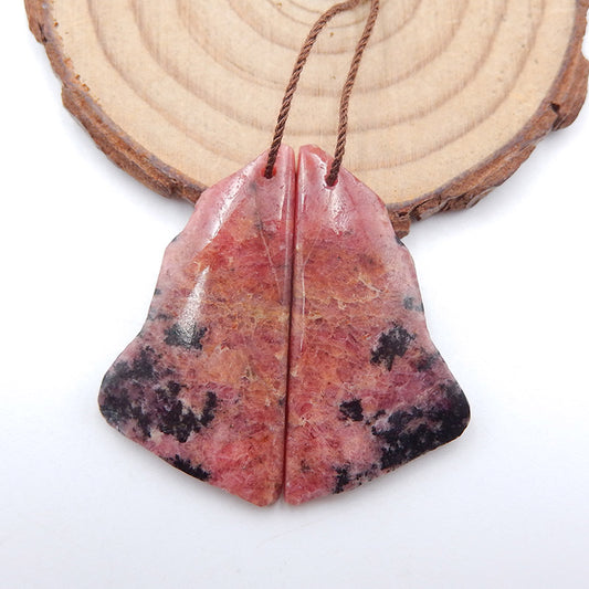 Natural Rhodonite Earring Beads 35x22x4mm, 12.2g
