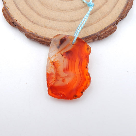 Natural Red Agate Pendant Bead 28x19x4mm, 4.2g