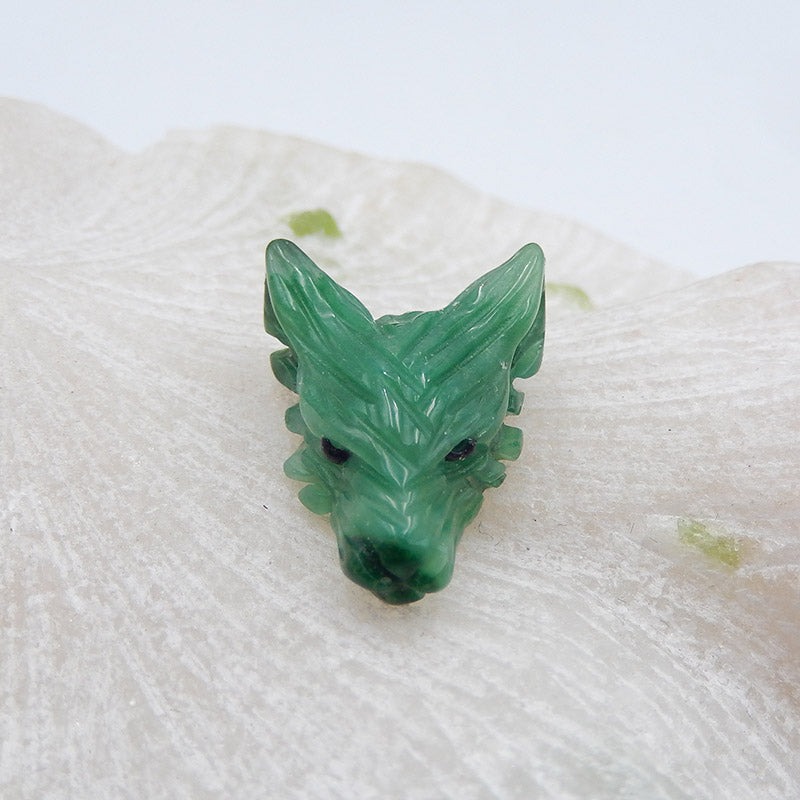 Natural Buddstone (African Jade) Carved wolf head Pendant Bead 23x17x9mm, 3.4g