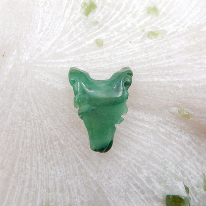 Natural Buddstone (African Jade) Carved wolf head Pendant Bead 23x17x9mm, 3.4g