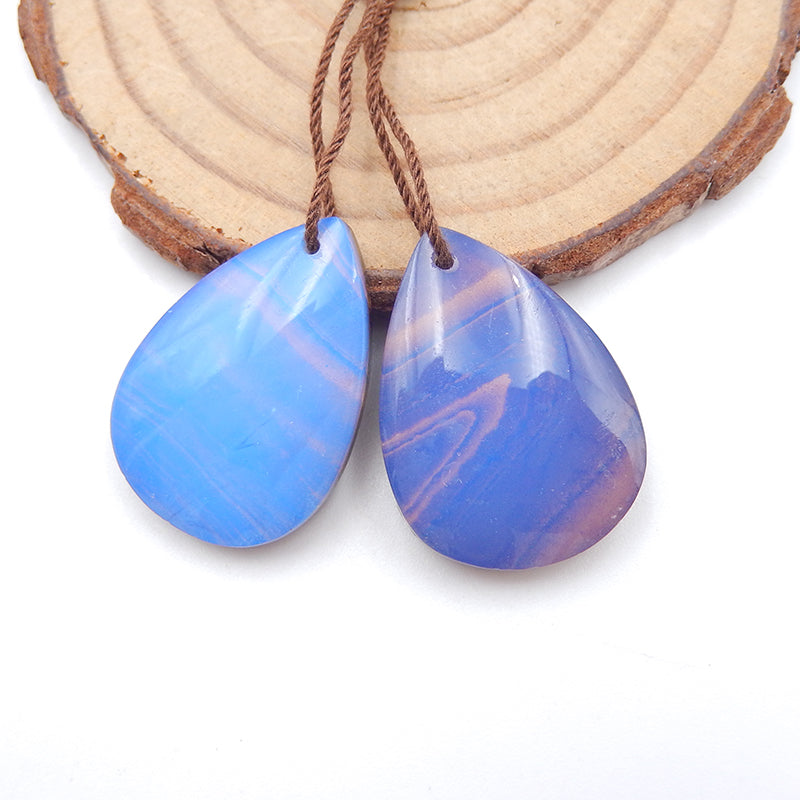 Intarsia of Boulder Opal and Opalite Earring Beads 25X18X6mm, 8.8g