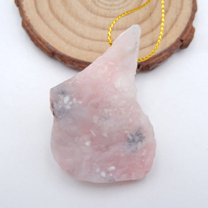 Natural Pink Opal Pendant Bead 46x31x20mm, 20.5g
