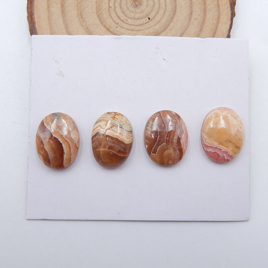 4 pcs Natural Argentina Rhodochrosite Cabochons 16X12X5mm, 9.8g