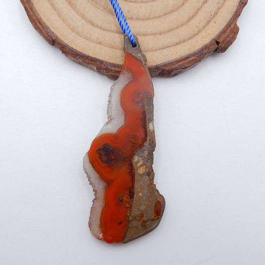 Natural Warring States Red Agate Pendant Bead 54x20x3mm, 5.4g