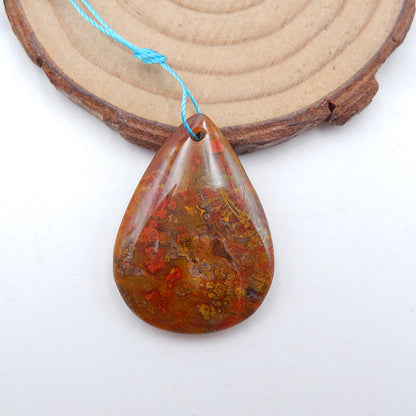 Natural Warring States Red Agate Pendant Bead 31x23x7mm, 6.5g
