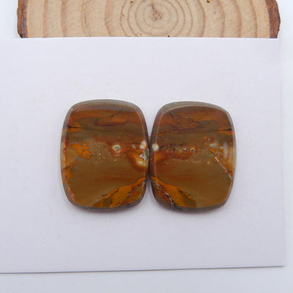 Natural Biggs Jasper Cabochons Paired 25x20x4mm, 9.4g