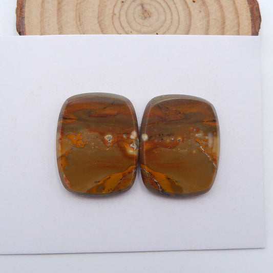 Paire de cabochons en pierres précieuses de jaspe Natural Us Biggs, 25 x 20 x 4 mm, 9,4 g
