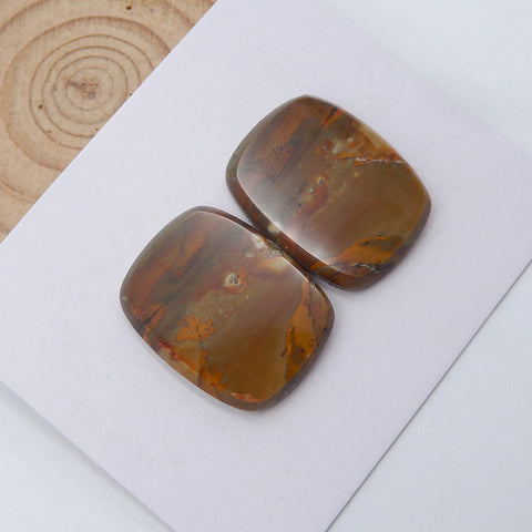 Natural Biggs Jasper Cabochons Paired 25x20x4mm, 9.4g