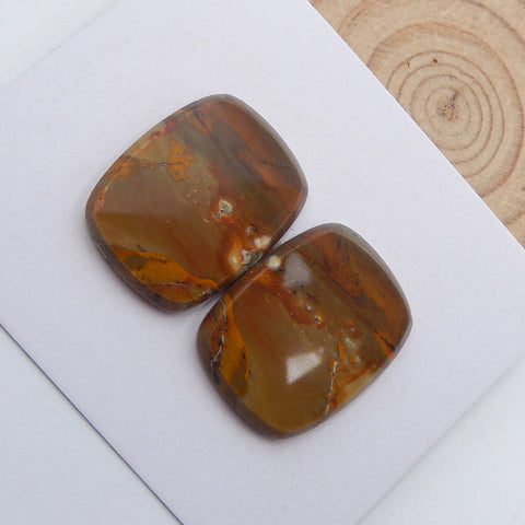 Natural Biggs Jasper Cabochons Paired 25x20x4mm, 9.4g