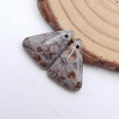 Paire de boucles d'oreilles triangle en jaspe champignon, 17 x 13 x 4 mm, 2,4 g
