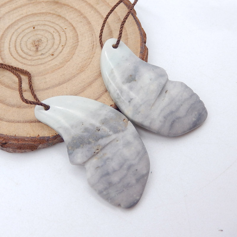 Natural Picasso Jasper Carved butterfly Earring Beads 35x19x4mm, 8.8g