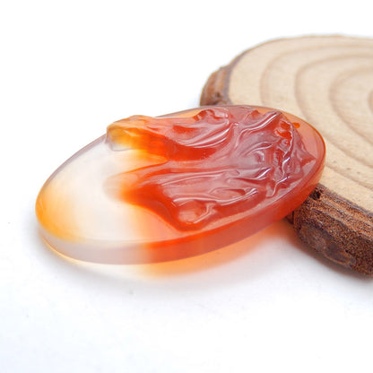 Natural Red Agate Carved horse head Pendant Bead 30x20x5mm, 14.5g