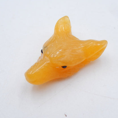 Natural Yellow Jade Carved wolf head Pendant Bead 30x20x10mm, 6.6g