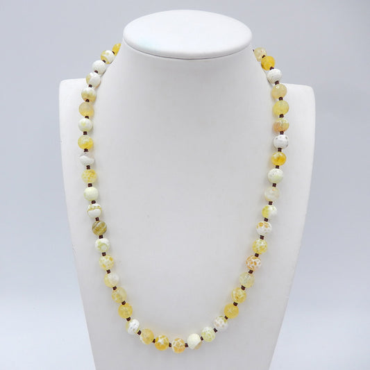 Natural Angled Beads Gemstone Necklaces, Yellow Opal Gemstone Necklaces, 925 Silver Buckle Necklace