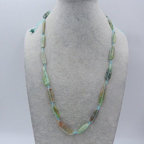 1 Strand Gemstone Necklaces, Green Kyanite Gemstone Necklaces Necklace, Adjustable Necklace, 28-36 inch, 69g