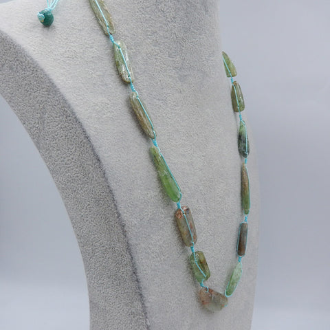 1 Strand Gemstone Necklaces, Green Kyanite Gemstone Necklaces Necklace, Adjustable Necklace, 28-36 inch, 69g
