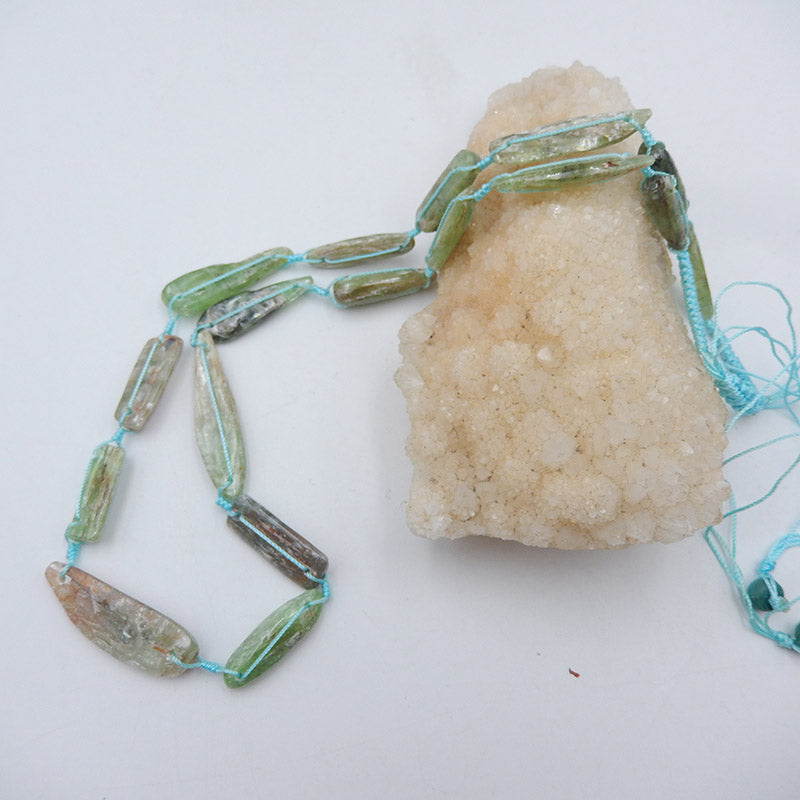 1 Strand Gemstone Necklaces, Green Kyanite Gemstone Necklaces Necklace, Adjustable Necklace, 28-36 inch, 69g