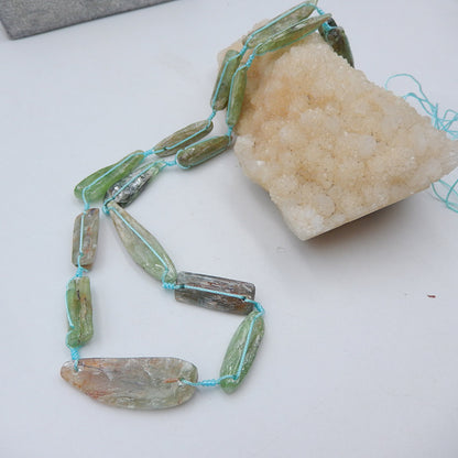 1 Strand Gemstone Necklaces, Green Kyanite Gemstone Necklaces Necklace, Adjustable Necklace, 28-36 inch, 69g