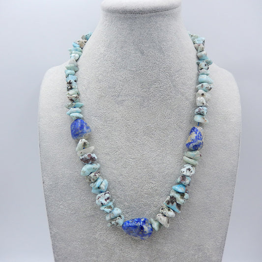 Pendentif Larimar brut et Lapis Lazuli combiné, collier de bijoux, collier réglable